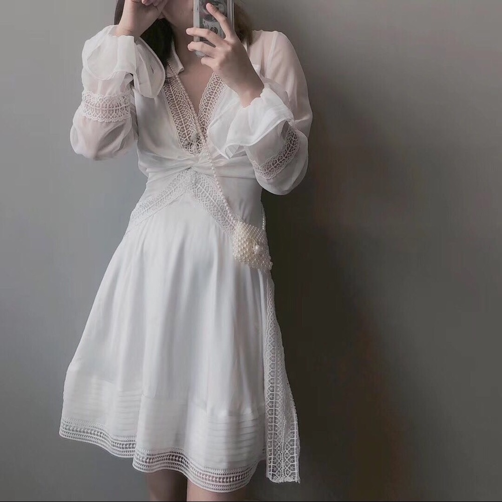 Self-Portrait White Lace Mini Dress